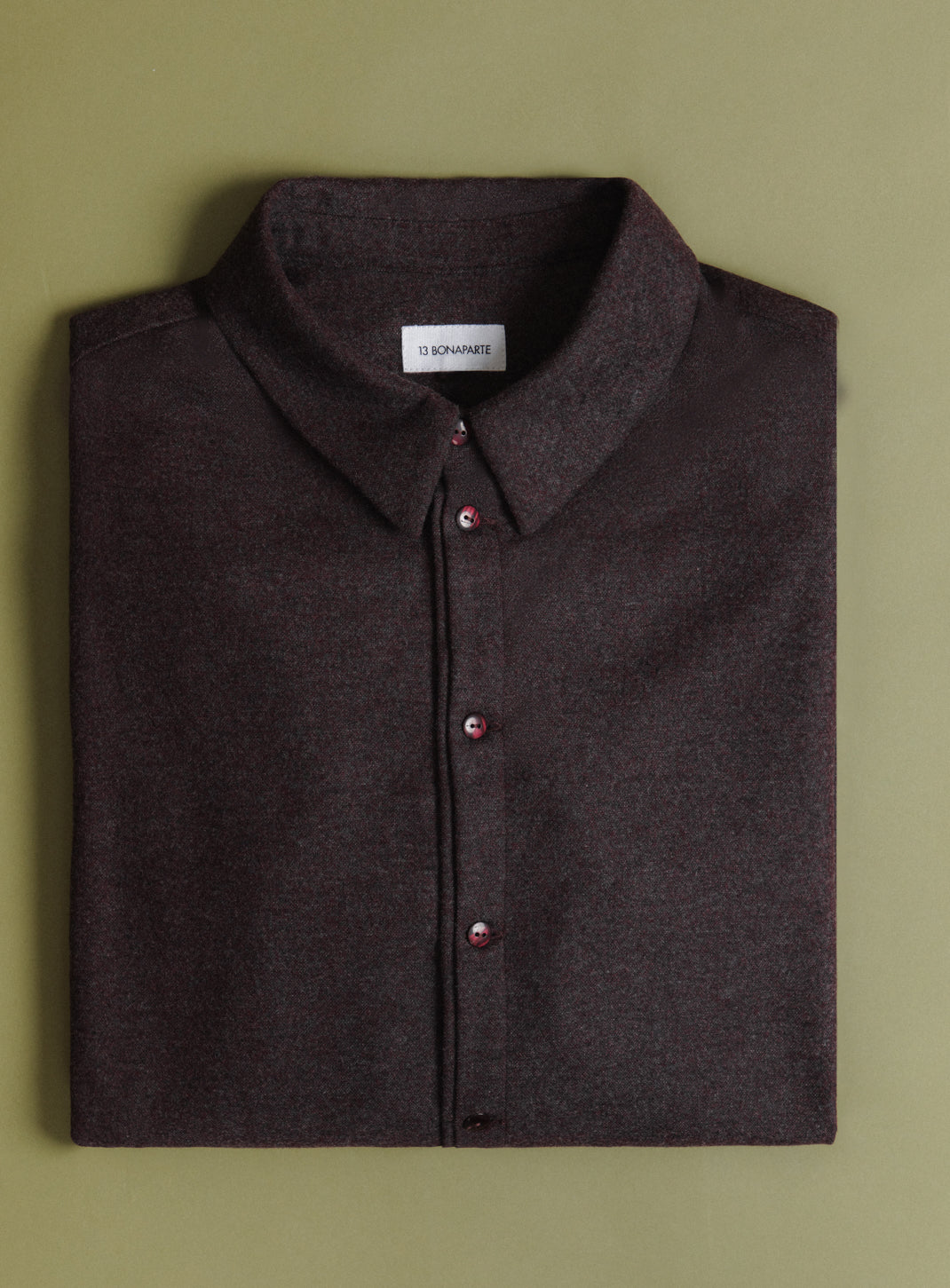 Pleated Tab Overshirt in Heather Burgundy Flannel Wool