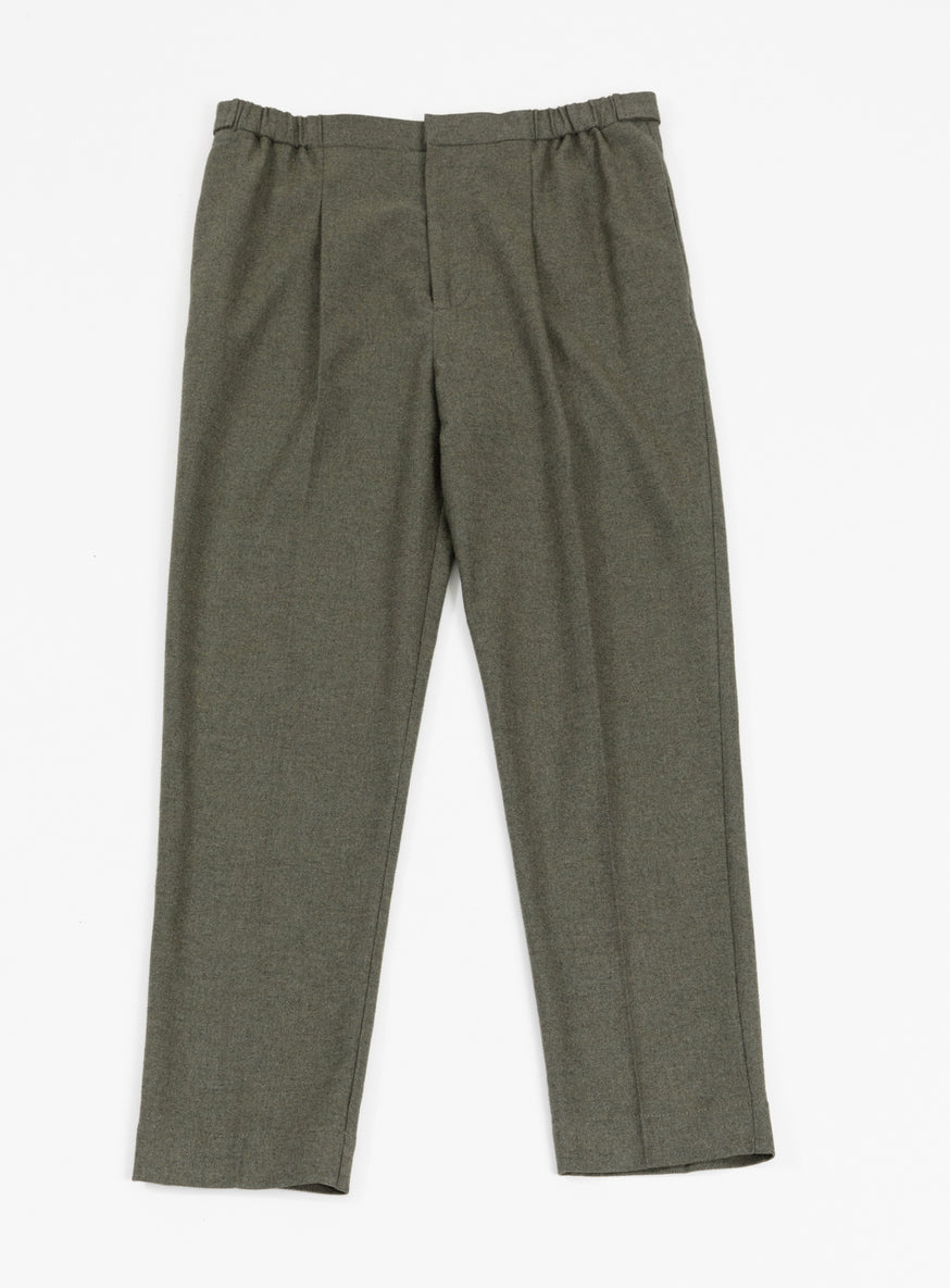 Pleated Pants in Olive Cotton Flannel