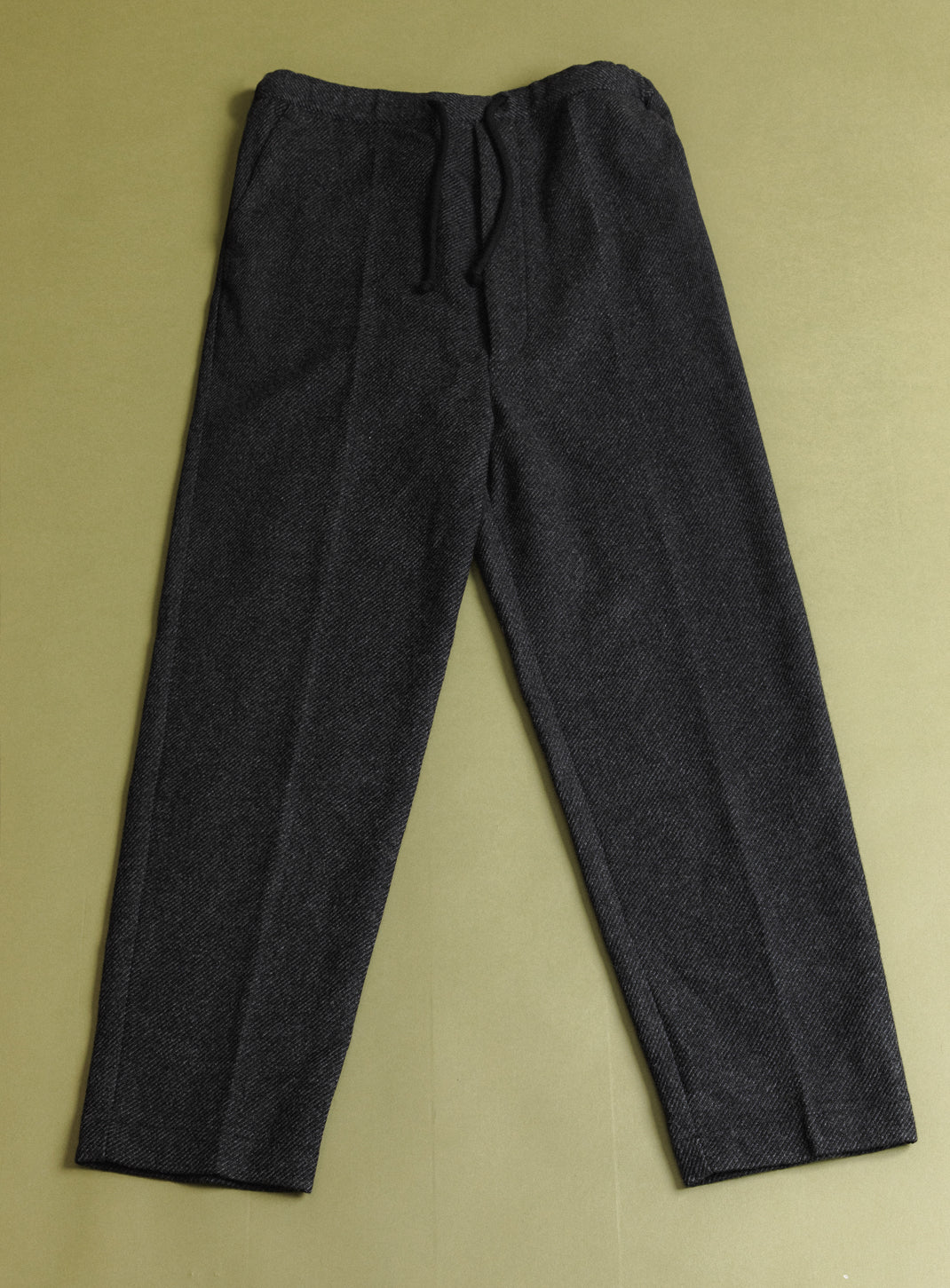 Pleated Pants with Tightening Link in Dark Gray Carded Wool