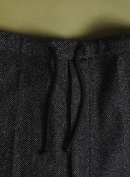 Pleated Pants with Tightening Link in Dark Gray Carded Wool