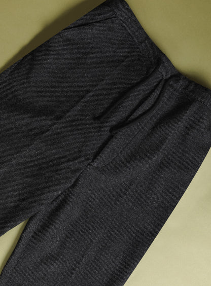 Pleated Pants with Tightening Link in Dark Gray Carded Wool