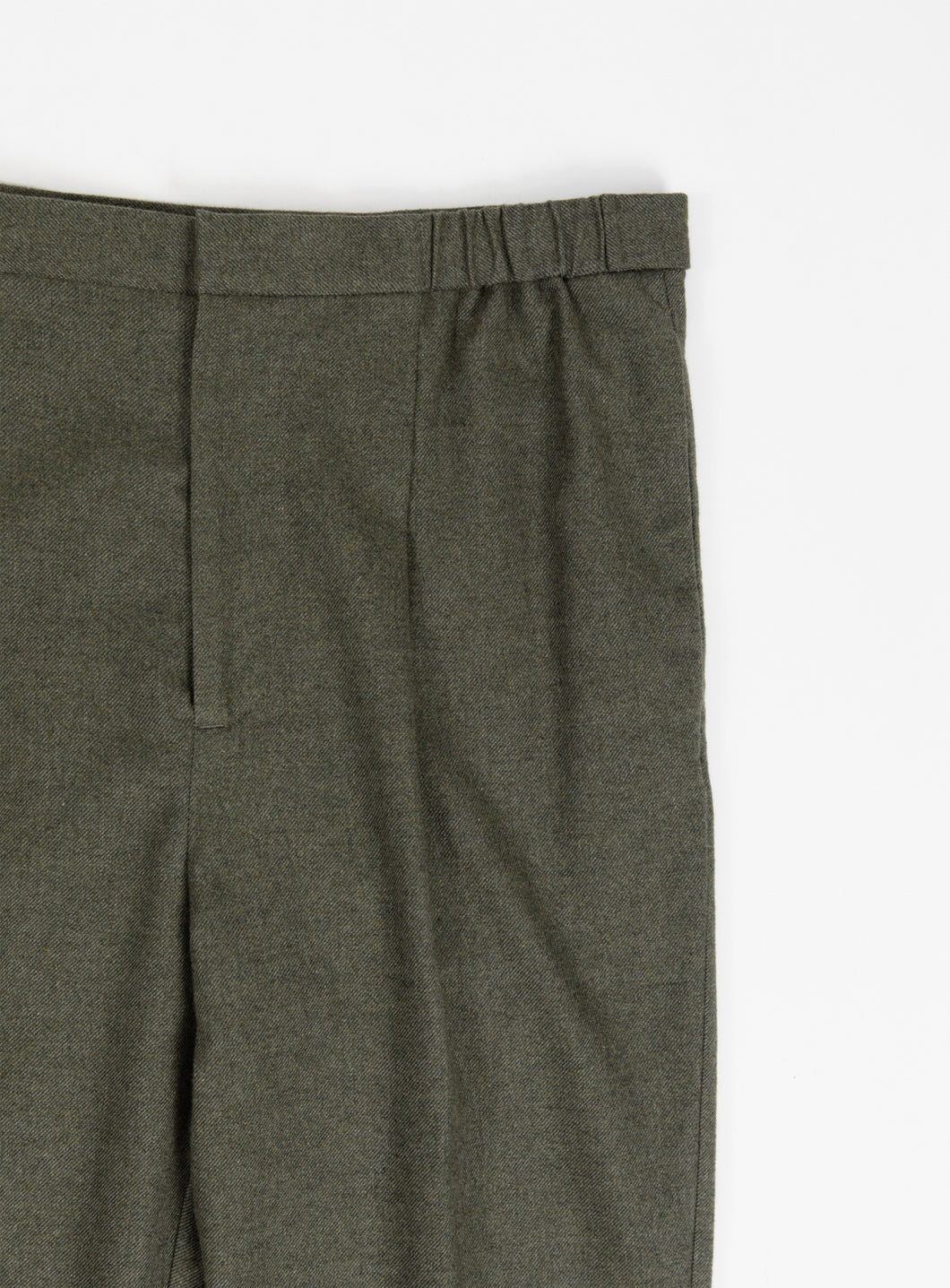 Pleated Pants in Olive Cotton Flannel