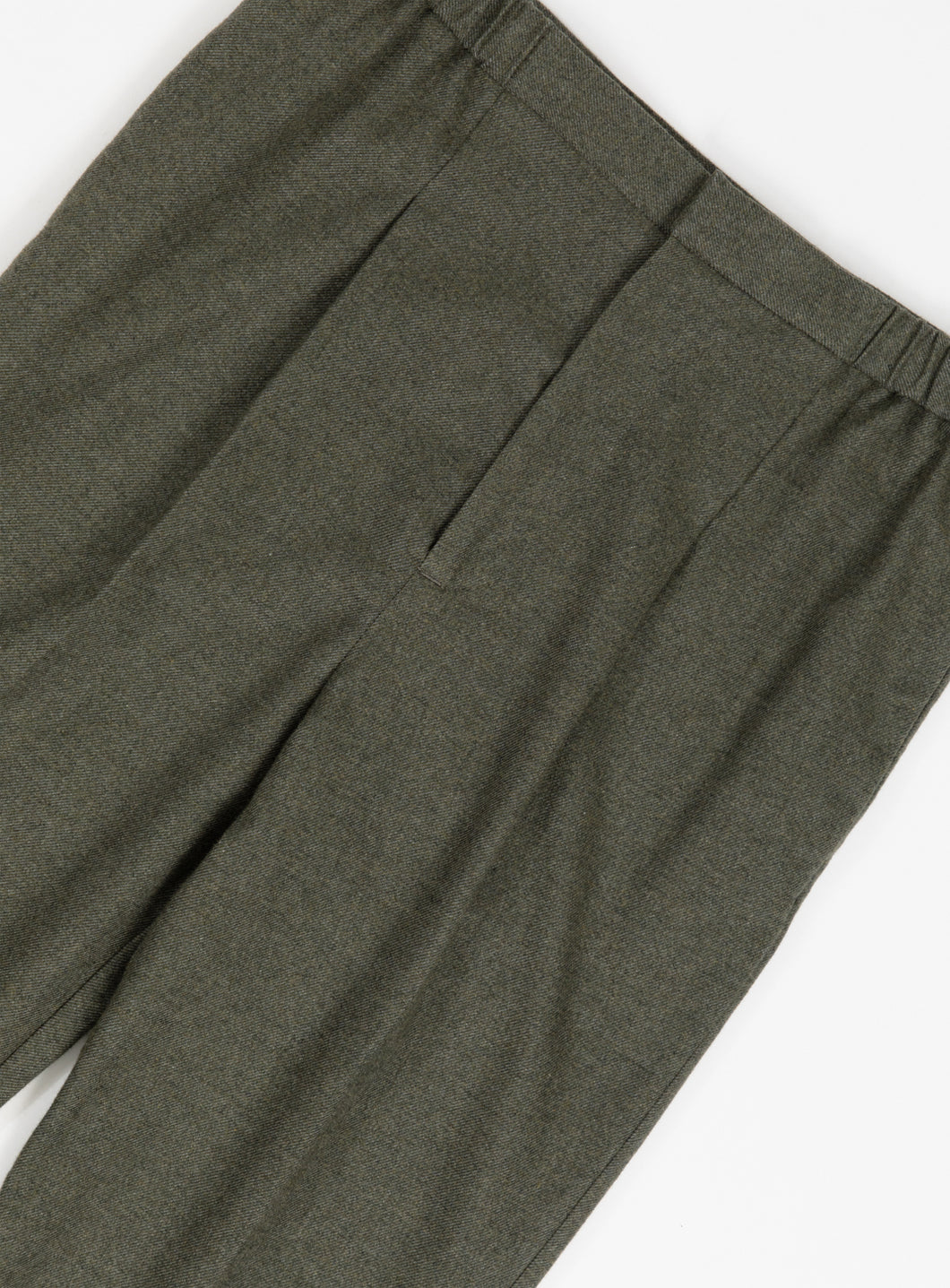 Pleated Pants in Olive Cotton Flannel