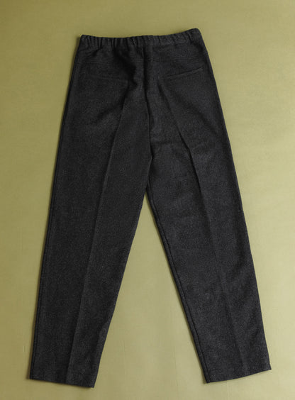 Pleated Pants with Tightening Link in Dark Gray Carded Wool