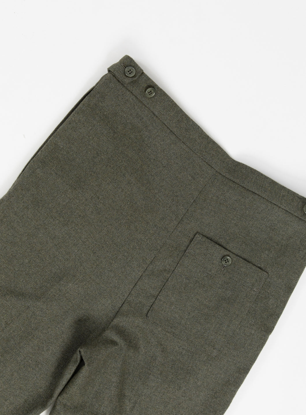 Pleated Pants in Olive Cotton Flannel