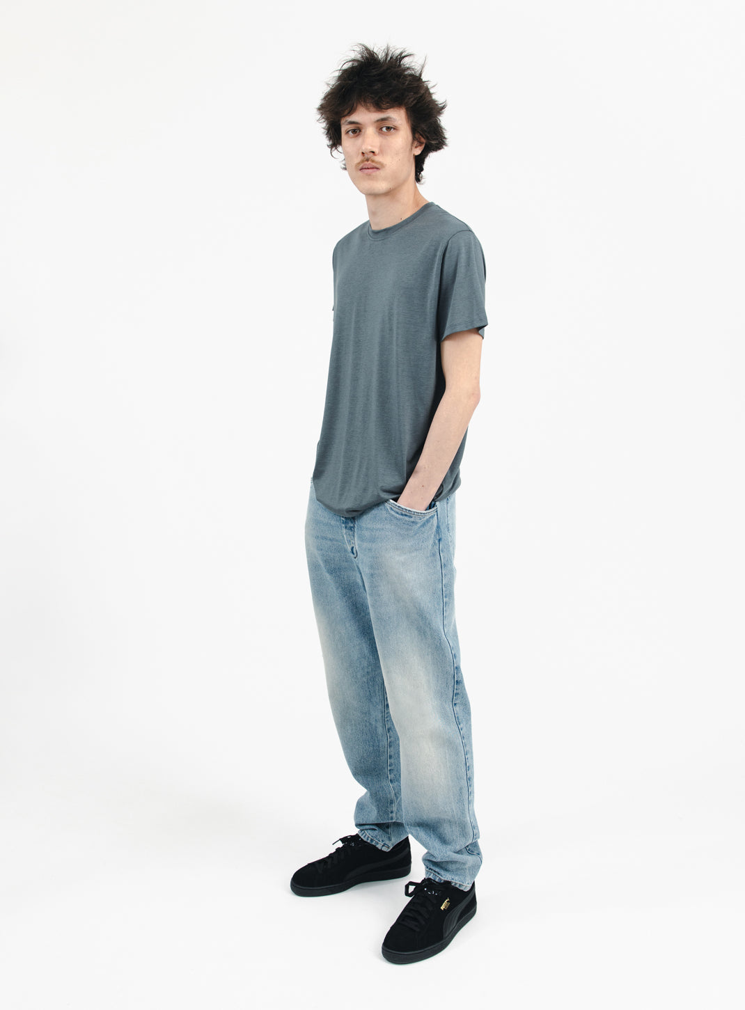 Short Sleeve T-Shirt in Lead Grey Eucalyptus & Cotton