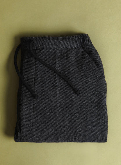 Pleated Pants with Tightening Link in Dark Gray Carded Wool