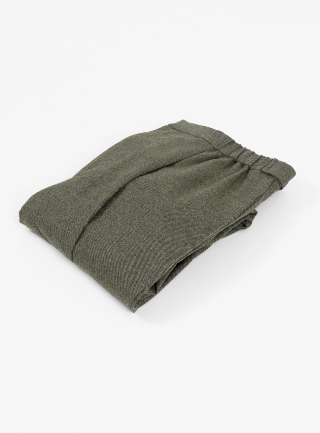 Pleated Pants in Olive Cotton Flannel