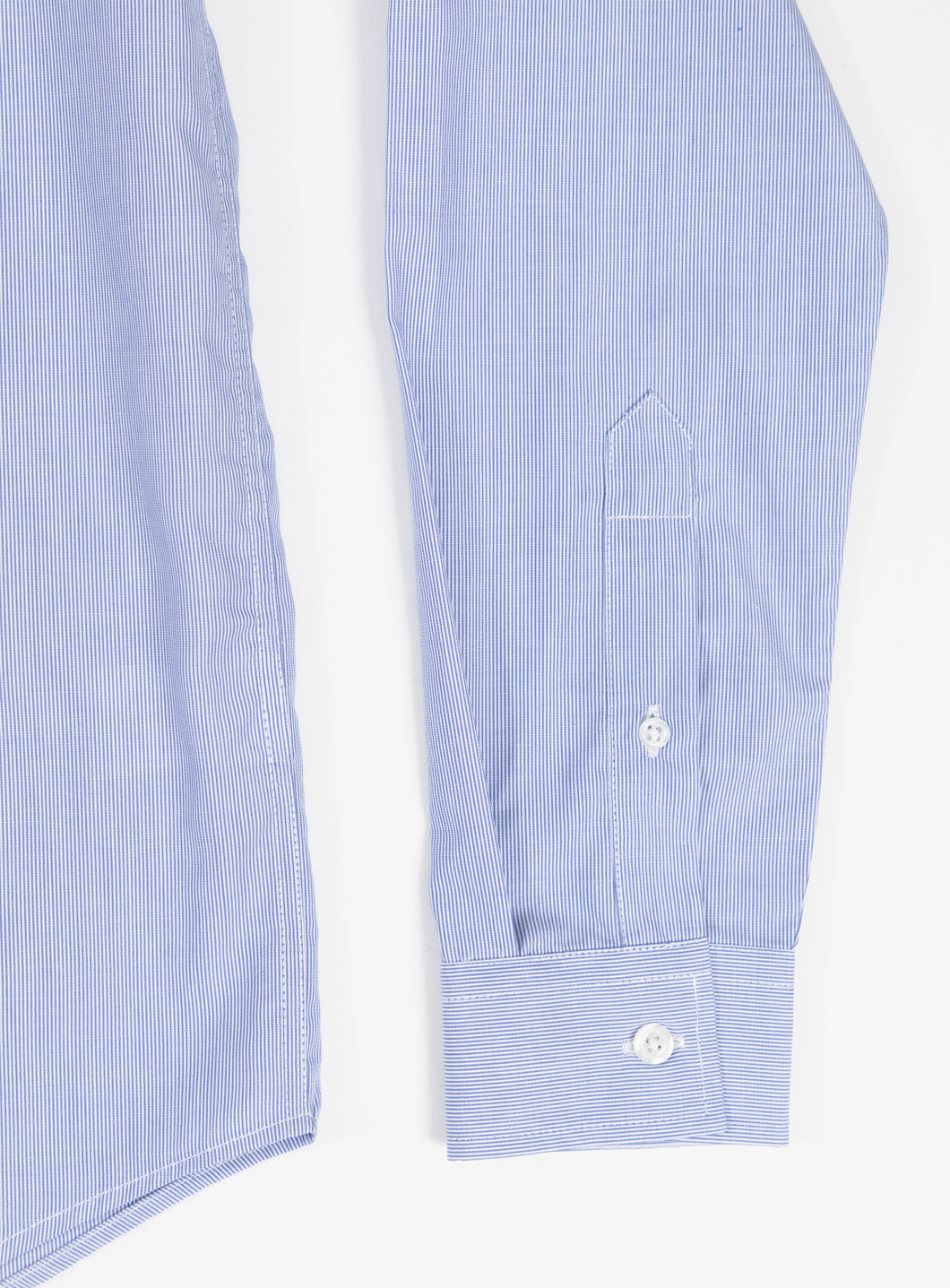 Shirt with Collar Tab in White Poplin with Blue Fine Stripes