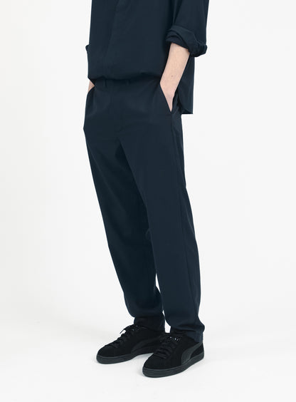 Pants with Inlayed Waistband in Navy Blue Serge