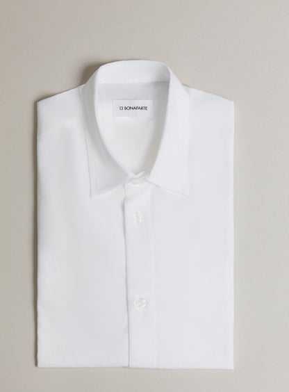 Chemise à Patte Polo en Popeline Blanche