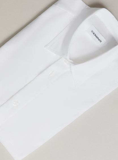 Chemise à Patte Polo en Popeline Blanche