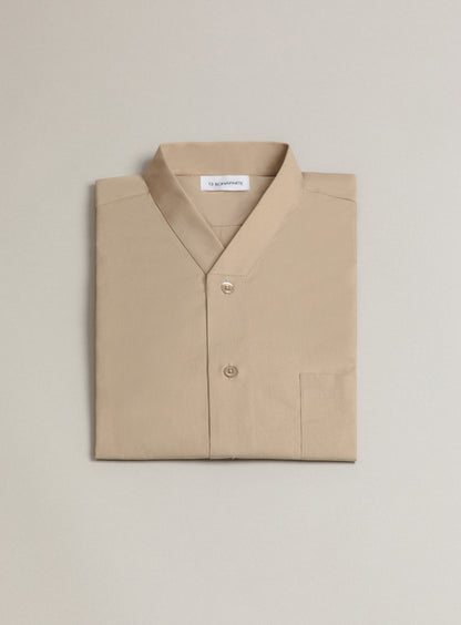 Chemise à Faux Col en Popeline Sable