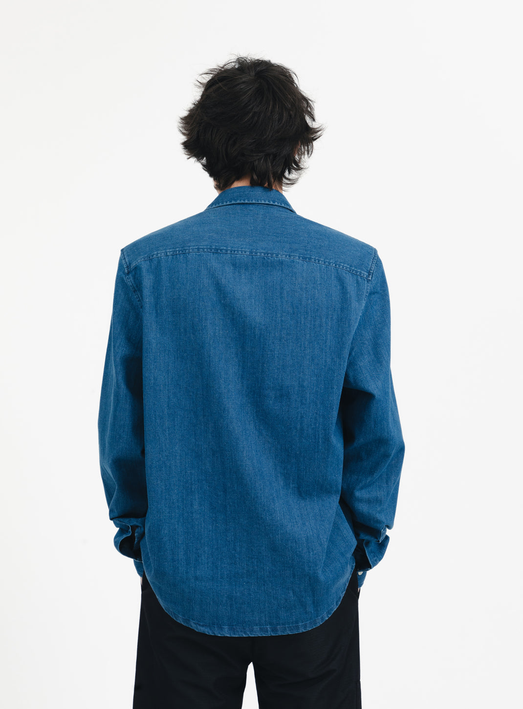 Window Pocket Overshirt in Stone Denim