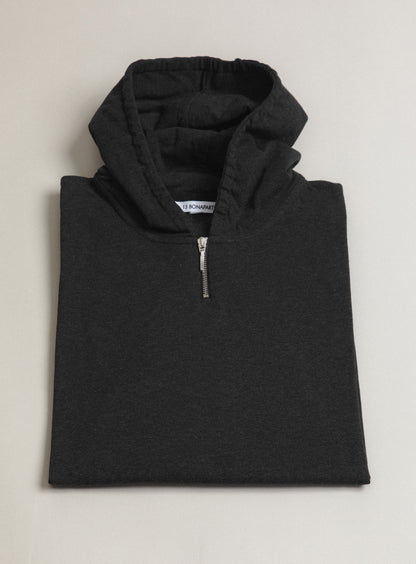 Hooded T-Shirt in Dark Gray Cotton & Elastane