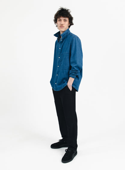 Window Pocket Overshirt in Stone Denim