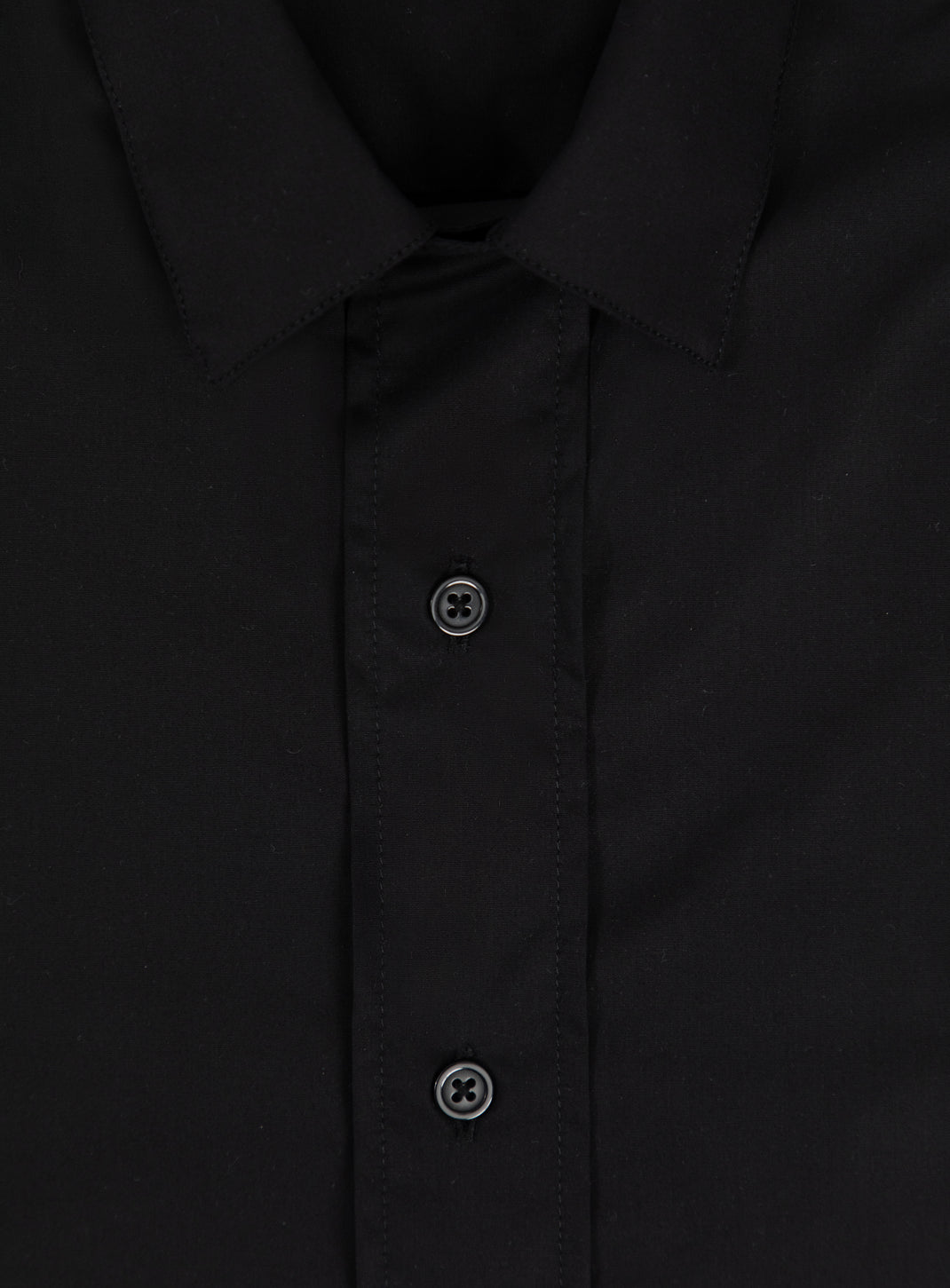 Shirt with Collar Tab in Black Poplin