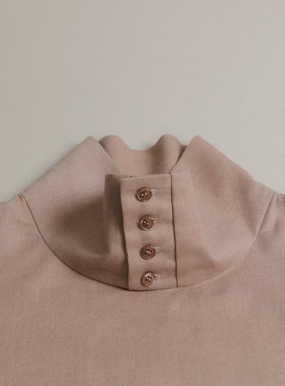 Large Neck Sweatshirt in Taupe Cotton Flannel