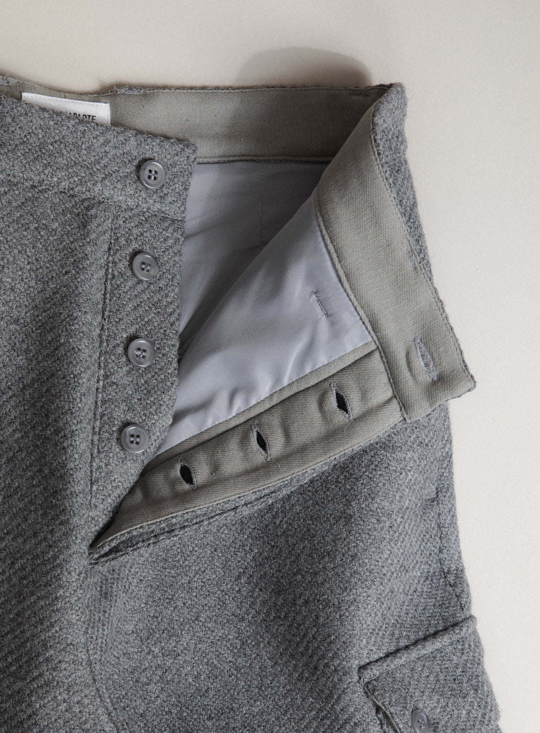 Cargo Pants in Light Gray 100% Italian Wool