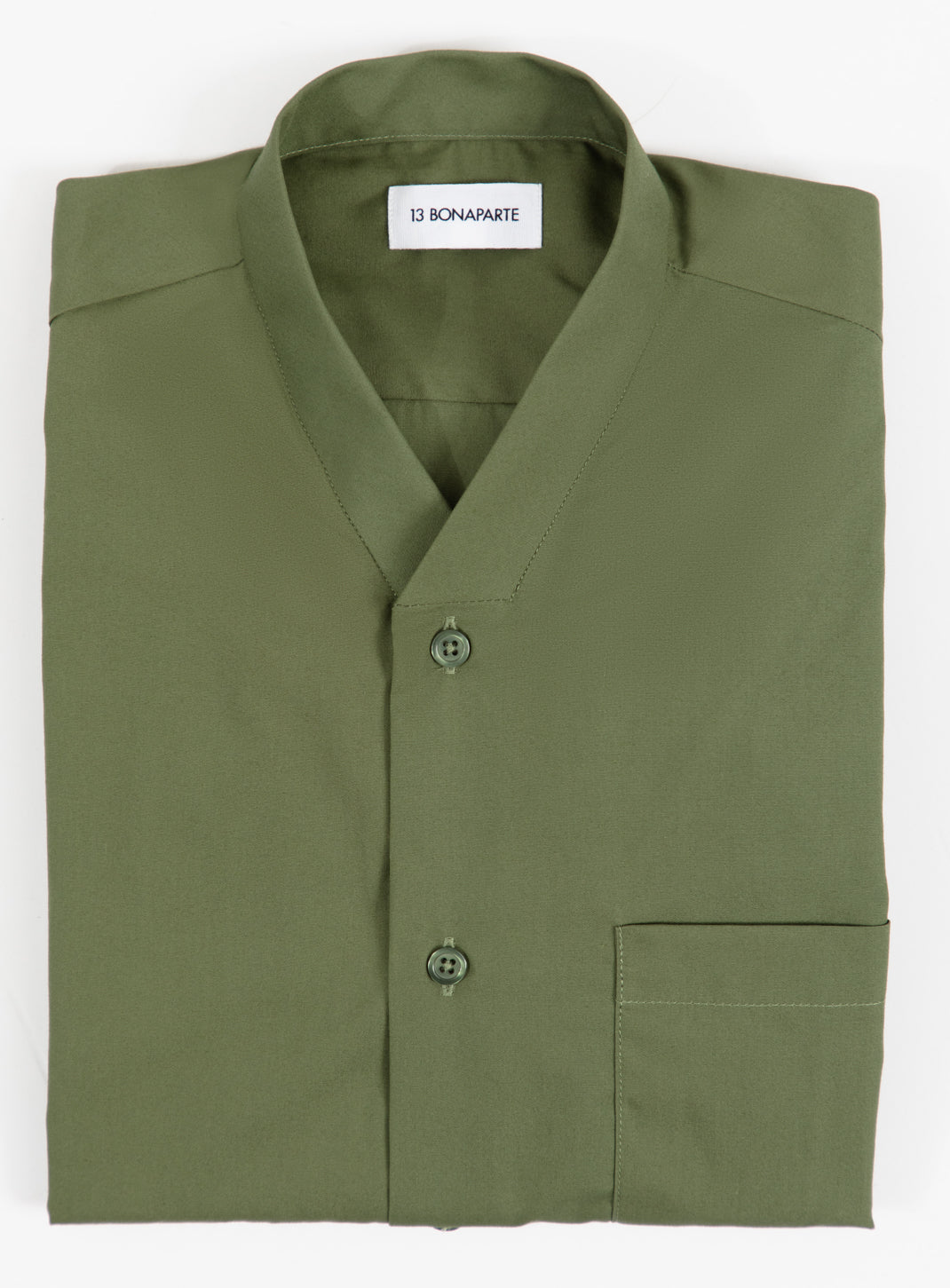 False Collar Shirt in Olive Poplin
