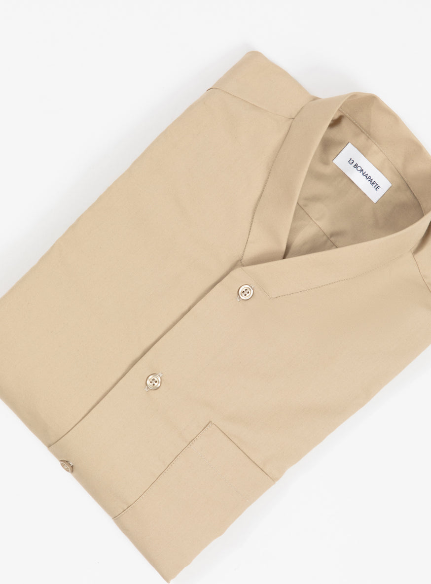 False Collar Shirt in Sand Poplin