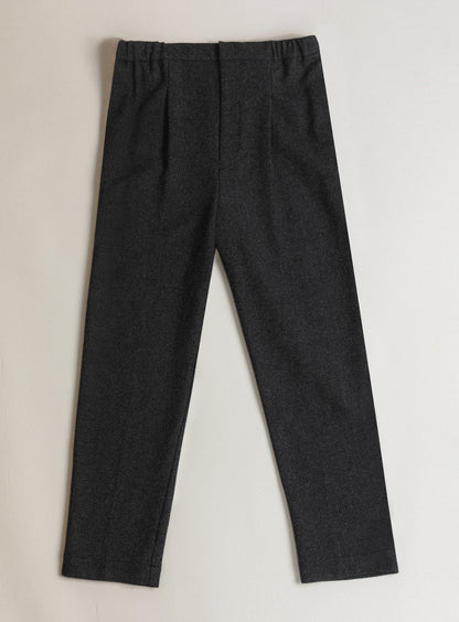 Pleated Pants in Heather Dark Gray Carded Wool
