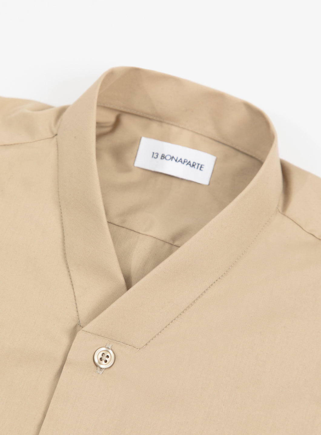 False Collar Shirt in Sand Poplin