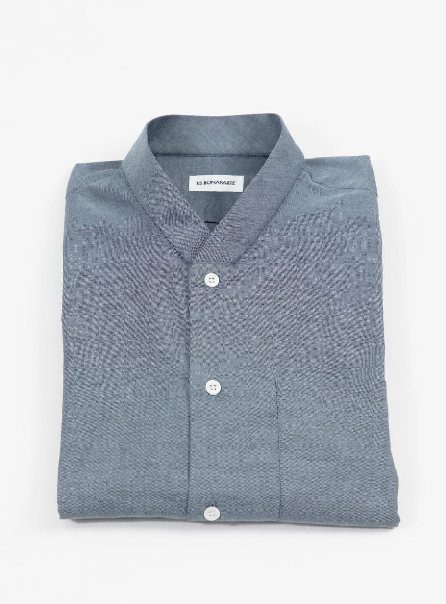 False Collar Shirt in Blue Jean Oxford