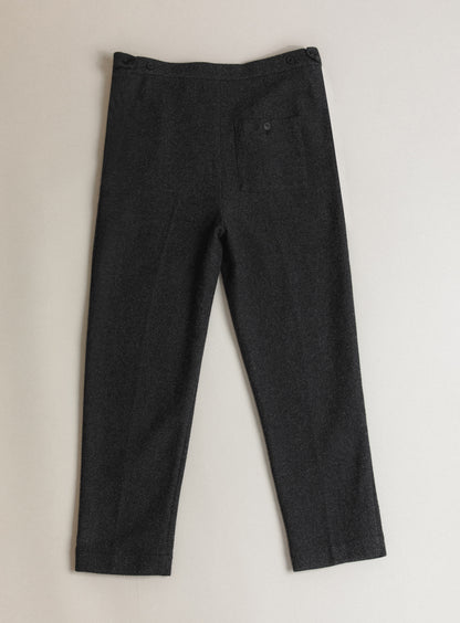 Pleated Pants in Heather Dark Gray Carded Wool