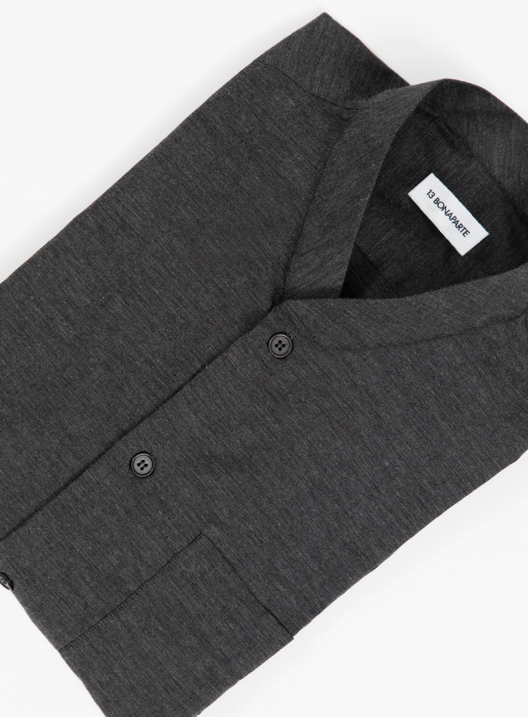 Chemise à Faux Col Bord-Côte en Oxford Gris Anthracite