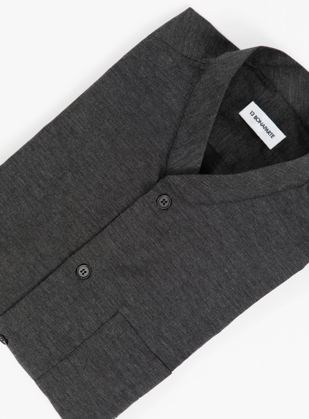 False Collar Shirt in Dark Grey Oxford