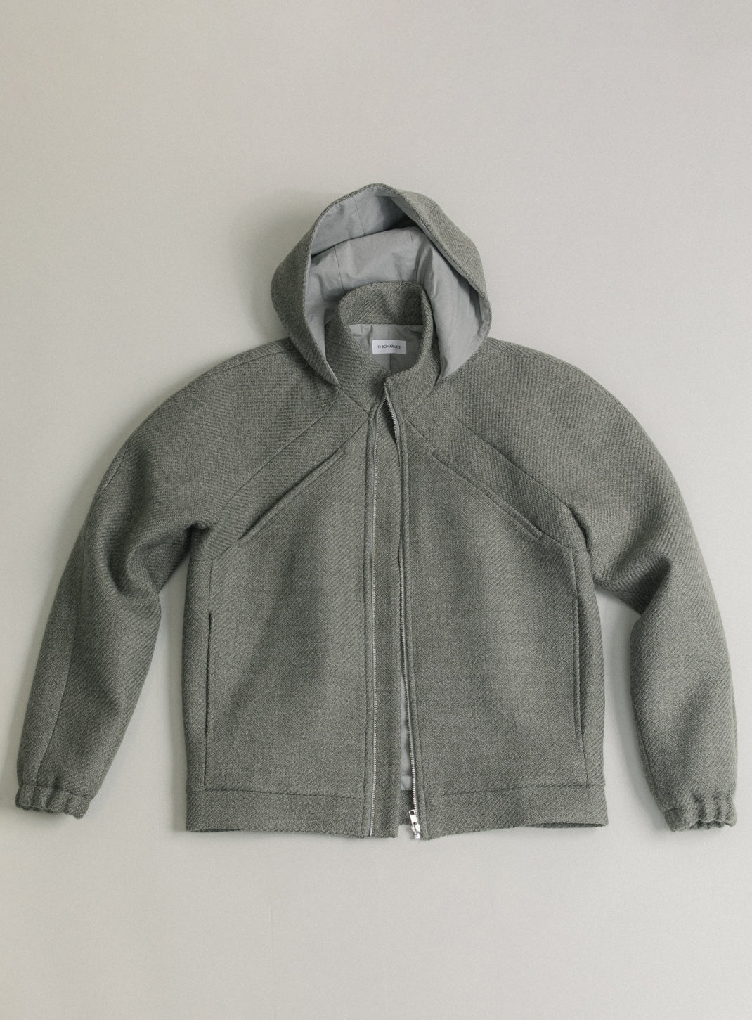 X Collar Puffer Jacket in Clay 100% Italian Wool