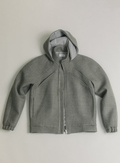 X Collar Puffer Jacket in Clay 100% Italian Wool