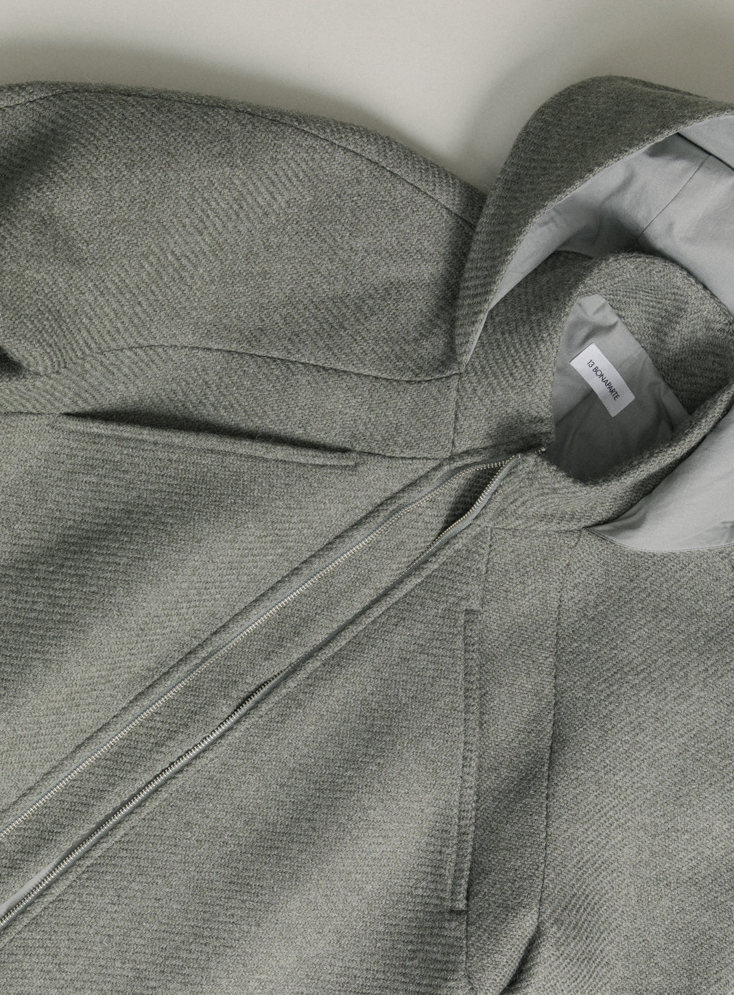 X Collar Puffer Jacket in Clay 100% Italian Wool