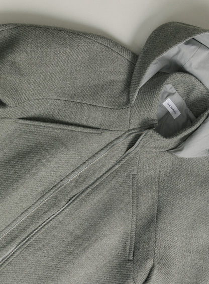 X Collar Puffer Jacket in Clay 100% Italian Wool