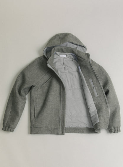 X Collar Puffer Jacket in Clay 100% Italian Wool