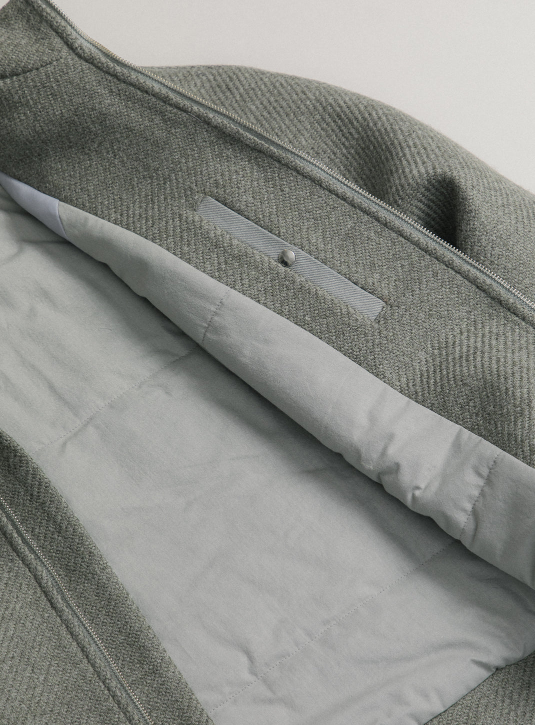 X Collar Puffer Jacket in Clay 100% Italian Wool