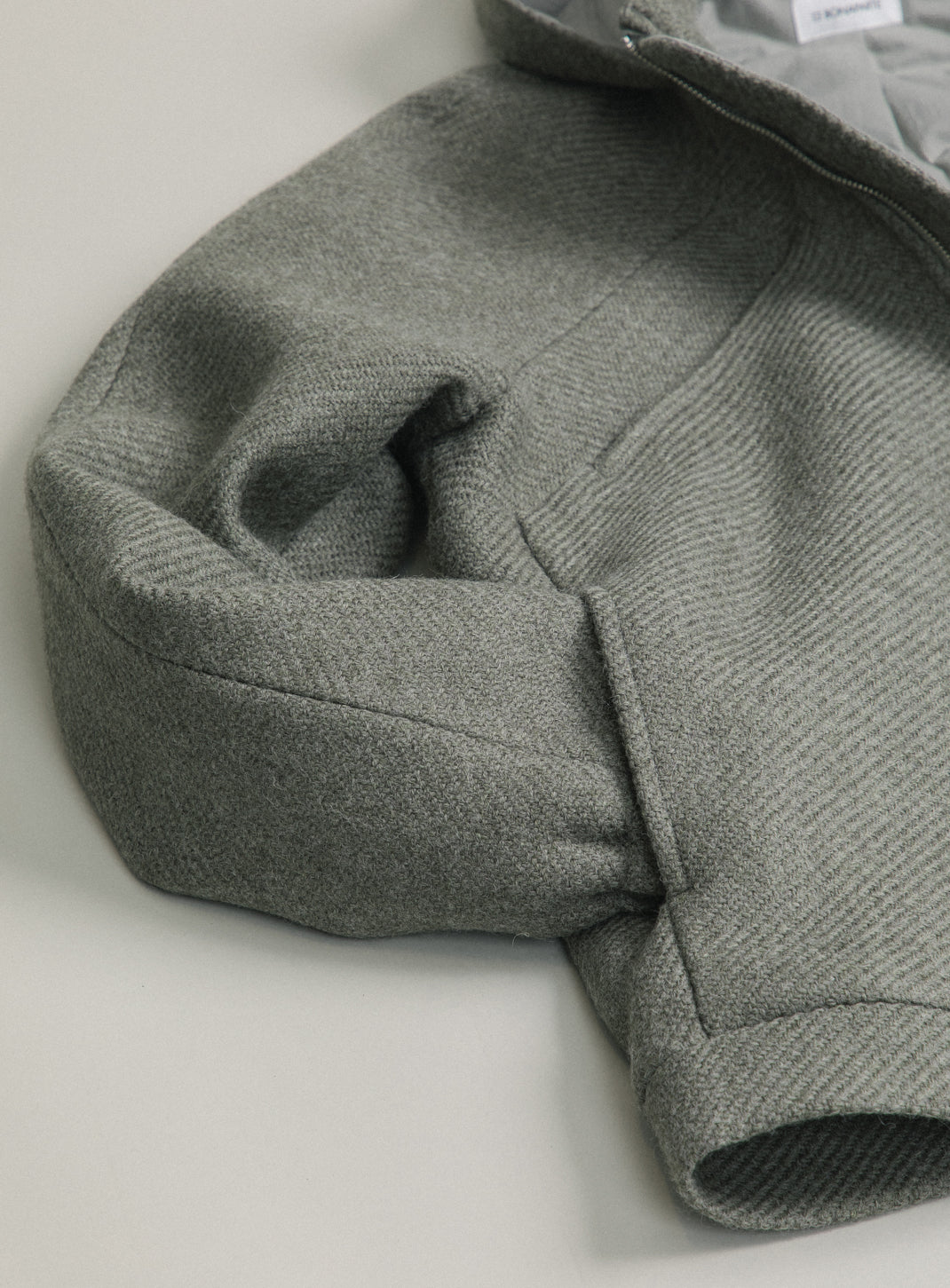 X Collar Puffer Jacket in Clay 100% Italian Wool