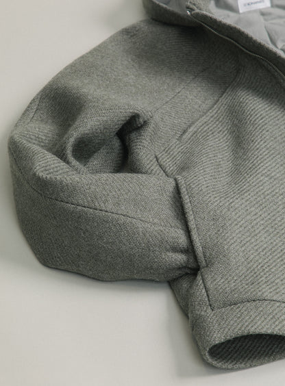 X Collar Puffer Jacket in Clay 100% Italian Wool