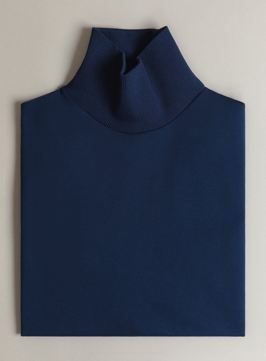 Ribbed High Neck Sweatshirt in Cobalt Blue Technical Knit