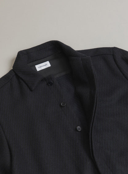 Jacket with Zipped Flap Pockets in Navy Blue Wool & Cashmere