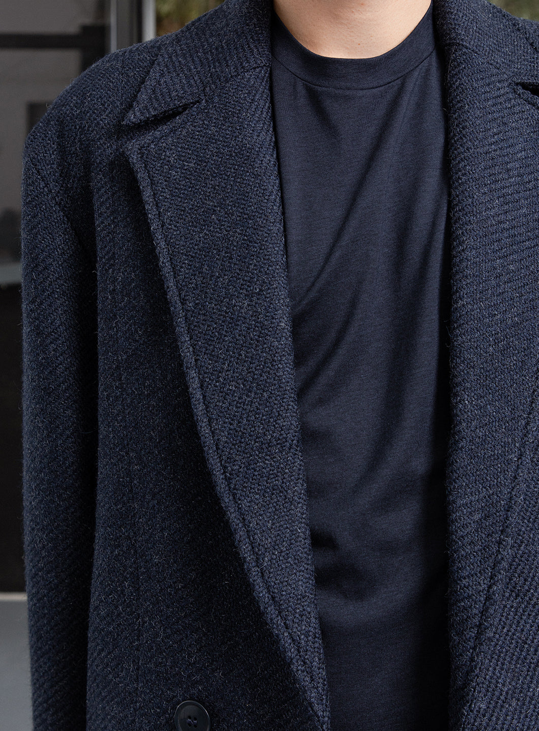 Bathrobe Coat in Navy Blue Italian Wool