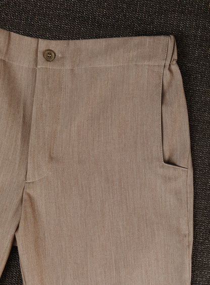 Pants with Notched Pockets in Beige Serge