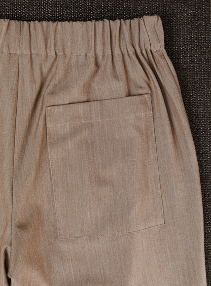 Pants with Notched Pockets in Beige Serge
