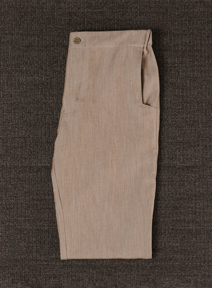 Pants with Notched Pockets in Beige Serge
