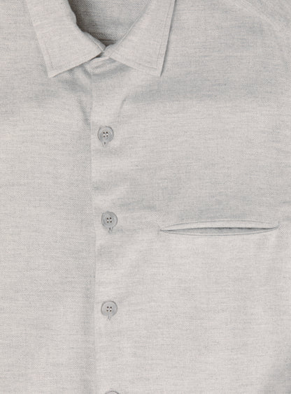 Overshirt with Slit Pocket in Gravel Grey Cotton Flannel