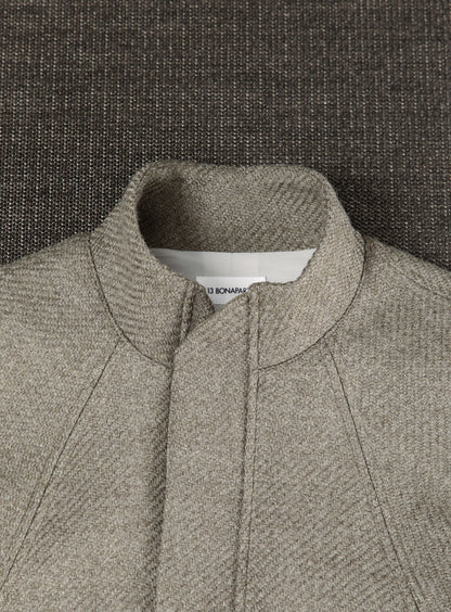 Bomber Jacket with Origami Collar in Clay 100% Italian Wool