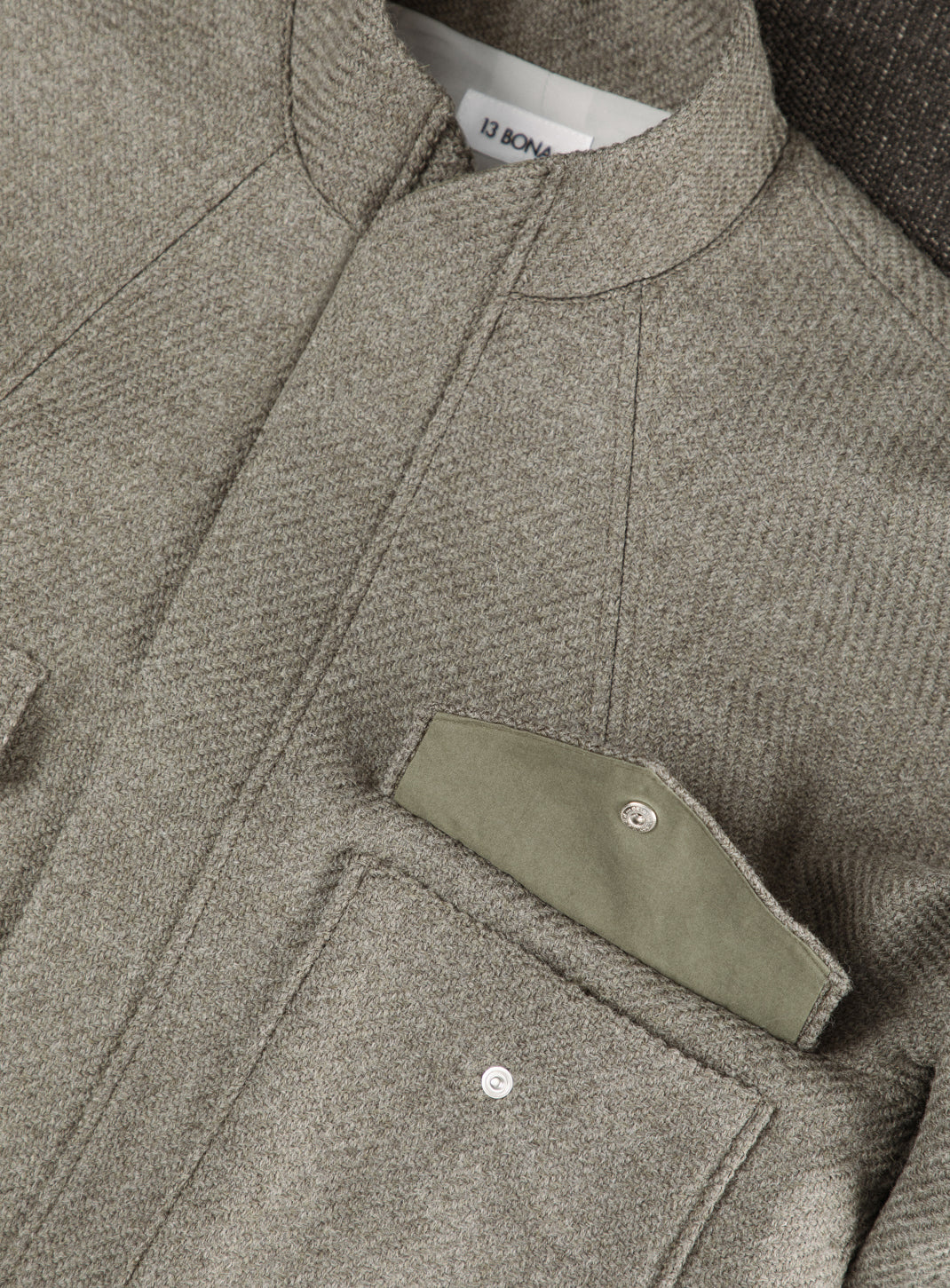 Bomber Jacket with Origami Collar in Clay 100% Italian Wool