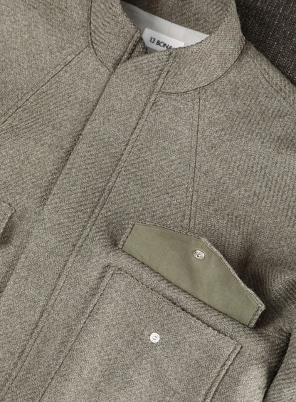 Bomber Jacket with Origami Collar in Clay 100% Italian Wool