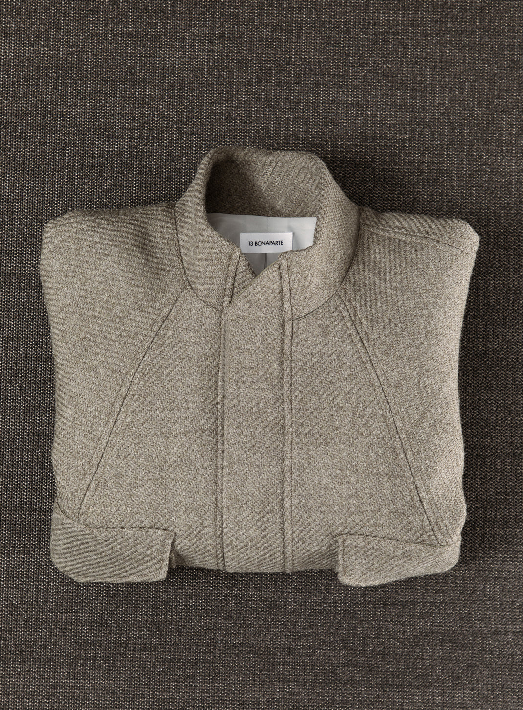 Bomber Jacket with Origami Collar in Clay 100% Italian Wool